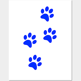 Blue Pawprints on White Posters and Art